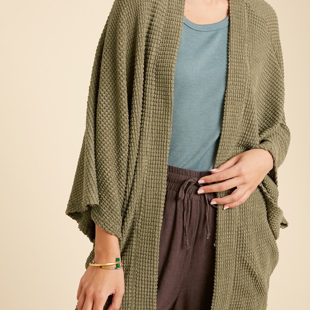 Waffle kimono in olive